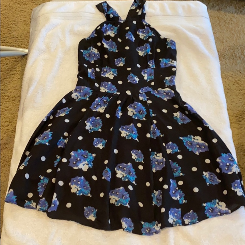 Anthropologie sleeveless polkadot floral dress